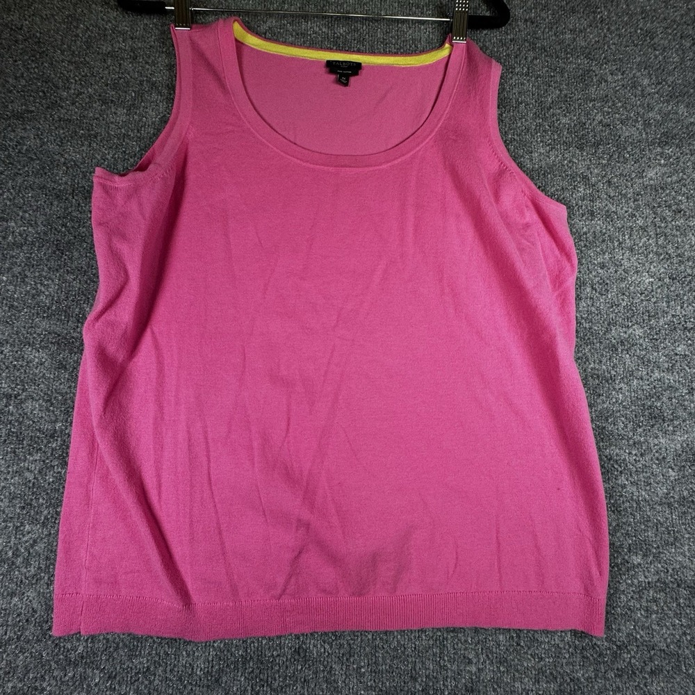 Talbots Womens Pink Pima Cotton Blend Sweater Tank Top Sleeveless Blouse 1X